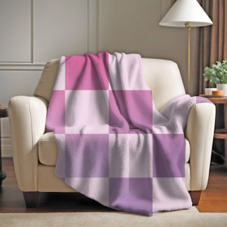 Retro Checker Geruite verloop Paarse patroon Fleece Deken