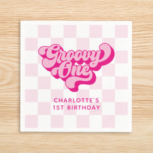 Retro Checker Heet Roze Groovy One Servet