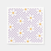 Retro Checker Lila Daisy Verjaardag Servet (Voorkant)