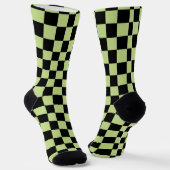 Retro Checker Patroon Zwart en Groen Sokken (Gebogen)