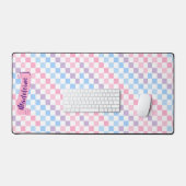 Retro Checkerboard 1990s 2000s Y2K Pastel Naam toe Bureaumat (Keyboard & Muis)