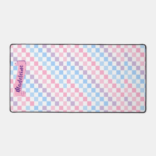 Retro Checkerboard 1990s 2000s Y2K Pastel Naam toe Bureaumat