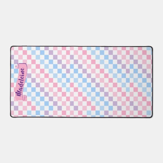 Retro Checkerboard 1990s 2000s Y2K Pastel Naam toe Bureaumat (Voorkant)
