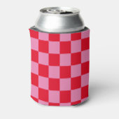 Retro Checkerboard Geruit Patroon Roze Sinaasappel Blikjeskoeler (Blikje Achterkant)