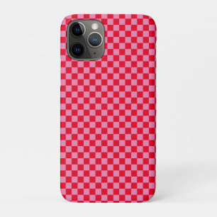 Retro Checkerboard Geruit Patroon Roze Sinaasappel iPhone 11 Pro Hoesje
