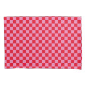 Retro Checkerboard Geruit Patroon Roze Sinaasappel Kussensloop (Voorkant)