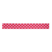 Retro Checkerboard Geruit Patroon Roze Sinaasappel Lint (Voorkant)