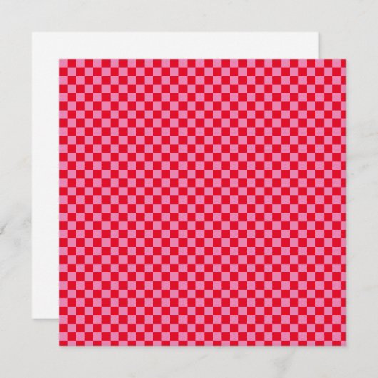 Retro Checkerboard Geruit Patroon Roze Sinaasappel Save The Date (Voorkant / Achterkant)