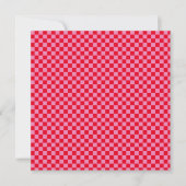 Retro Checkerboard Geruit Patroon Roze Sinaasappel Save The Date (Voorkant)