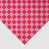 Retro Checkerboard Geruit Patroon Roze Sinaasappel Tissuepapier (Detail)