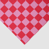 Retro Checkerboard Geruit Patroon Roze Sinaasappel Tissuepapier (Detail)