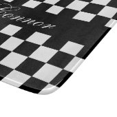 Retro Checkerboard in zwart-wit | DIY-naam Snijplank (Hoek)