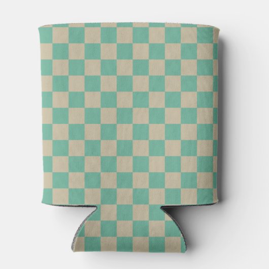 Retro Checkerboard Mint Sage Aangepast Baby shower Blikjeskoeler (Achterkant)