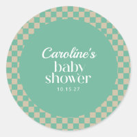 Retro Checkerboard Mint Sage Baby shower Aangepast
