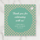 Retro Checkerboard Mint Shower Custom Bedankt Bedankjes Labels (Achterkant)