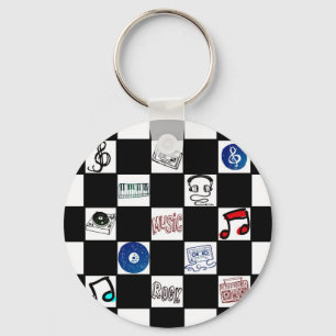Retro Checkerboard Music-cassettes en meer Sleutelhanger