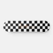 Retro Checkerboard Patroon Wit en Zwart Skateboard (Horizontaal)