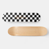 Retro Checkerboard Patroon Wit en Zwart Skateboard (Horizontaal)