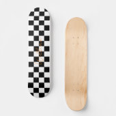 Retro Checkerboard Patroon Wit en Zwart Skateboard (Voorkant)