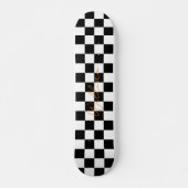 Retro Checkerboard Patroon Wit en Zwart Skateboard (Voorkant)