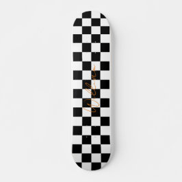 Retro Checkerboard Patroon Wit en Zwart Skateboard