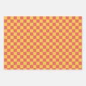Retro Checkerboard Pattern Heldergeel Sinaasappel Inpakpapier Vel (Voorkant)