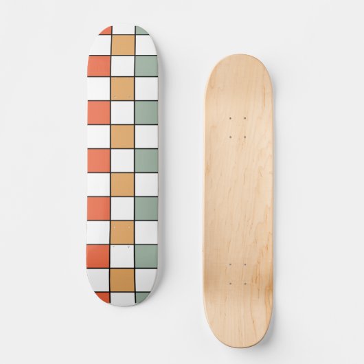 Retro Checkerboard Pattern Skateboard (Voorkant)