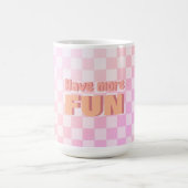 Retro Checkerboard Perzik Fuzz Roze Verloop Koffiemok (Center)
