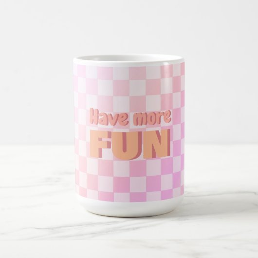 Retro Checkerboard Perzik Fuzz Roze Verloop Koffiemok (Center)