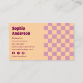 Retro Checkerboard Perzik & Paarse Visitekaartje (Achterkant)
