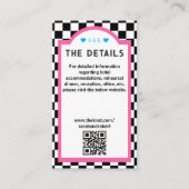 Retro Checkerboard Roze Blauw Zwart & Wit Details Informatiekaartje (Voorkant)