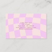 Retro Checkerboard Swirl Pink Visitekaartje (Achterkant)