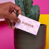 Retro Checkerboard Swirl Roze kapper Visitekaartje