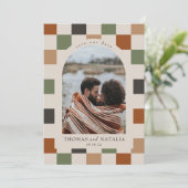 Retro Checkered, Arch Photo Sla de datum op Kaart (Staand voorkant)