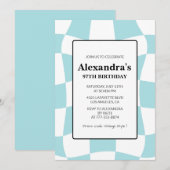 Retro Checkered Blue 97e verjaardag Kaart (Voorkant / Achterkant)