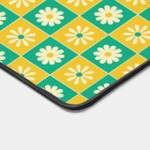 Retro Checkered Daisies Geel Groen Script Naam Bureaumat (Hoek)
