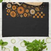 Retro Checkered Halloween Raccoon Theedoek (Gevouwen)