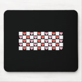 Retro Checkered Red And Nk Hearts Valentines Day Muismat (Voorkant)
