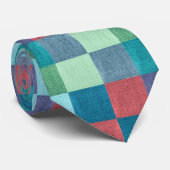 Retro Checkered Square Quilt Pattern Stropdas (Opgerold)