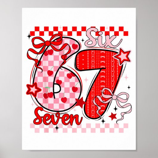 Retro Checkered Valentine Six Seven Meme 67 Viral  Poster (Voorkant)