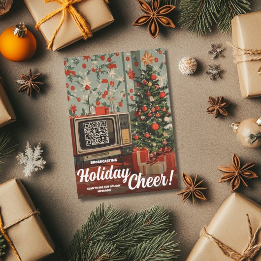 Retro Cheer Kaart Videoboodschap QR Code Xmas