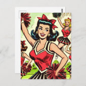 Retro Cheerleader Comics Briefkaart (Voorkant / Achterkant)