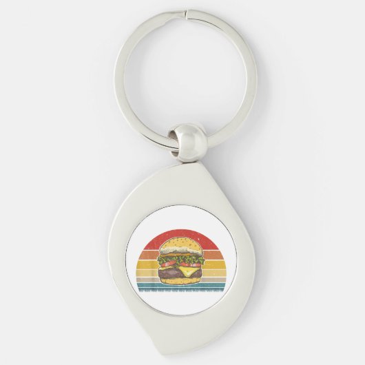 Retro  Cheeseburger Design Costume Hamburge Sleutelhanger (Voorkant)