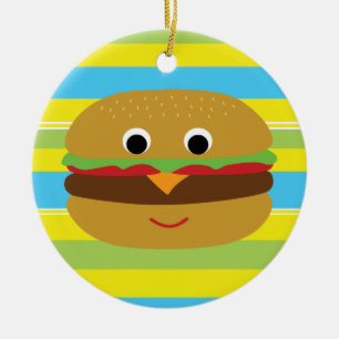 Retro Cheeseburger Keramisch Ornament