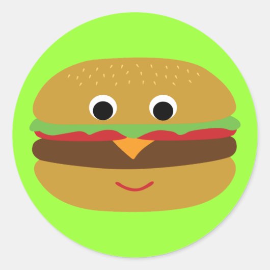 Retro Cheeseburger Ronde Sticker (Voorkant)