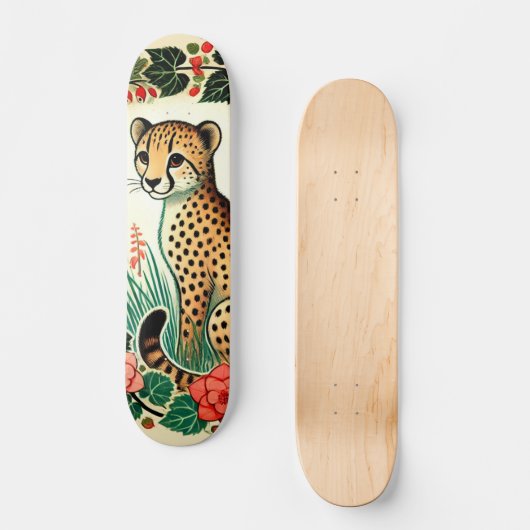 Retro Cheetah Skateboard (Voorkant)