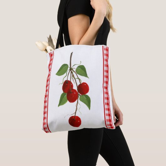 Retro Cherries Canvas tas (Dichtbij)