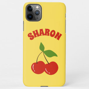 Retro Cherries  Cherry Custom Name Yellow iPhone 11Pro Max Hoesje