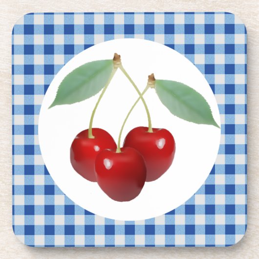 Retro Cherries Cork Onderzetters (Voorkant)