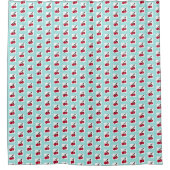 Retro Cherries en Aqua Stippen Douchegordijn (Voorkant)